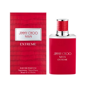 Jimmy Choo Man Extreme Eau de Parfum 50ml in red croc-effect bottle and matching red box with silver cap