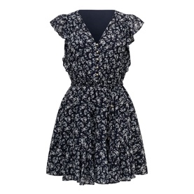 Maxine Flutter-Trim Floral Mini Dress
