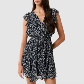 Maxine Flutter-Trim Floral Mini Dress