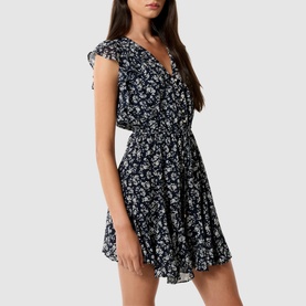 Maxine Flutter-Trim Floral Mini Dress