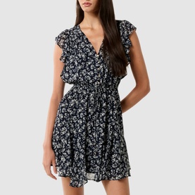 Maxine Flutter-Trim Floral Mini Dress