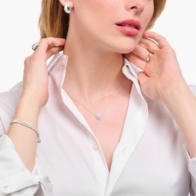 Zirconia Halo Pedant Necklace