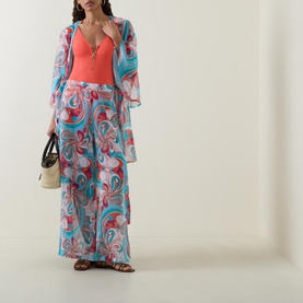 Beach Printed Wide Leg Trousers