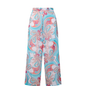 Beach Printed Wide Leg Trousers
