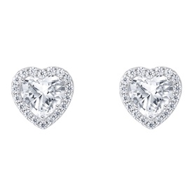 Heart-Shaped Zirconia Halo Stud Earrings