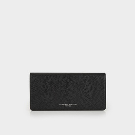 Logo Grained Leather Flap Wallet