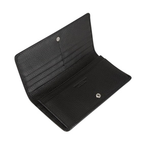 Logo Grained Leather Flap Wallet