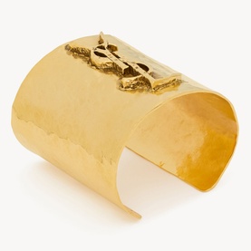 Hammered YSL Logo Cuff