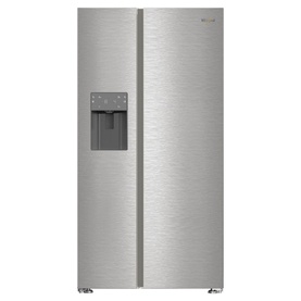 578L Plumbed Ice and Water 2 Door American Fridge Freezer Pearl Inox