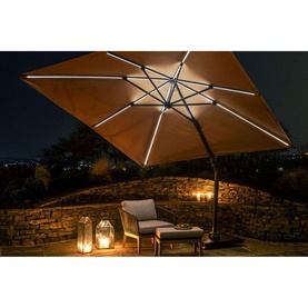 Square Glow Parasol & Cover Taupe 3m