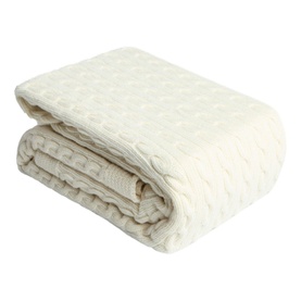 Cable Knit Cream Merino Bed Blanket