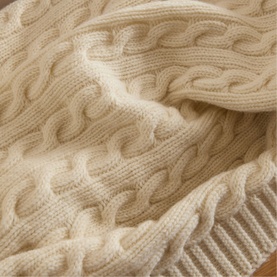 Cable Knit Cream Merino Bed Blanket