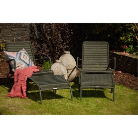 Ellendale Garden Lounge Chair & Footstool Forest Green