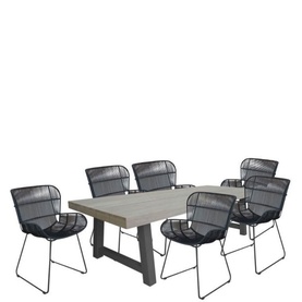 Kingsville Garden Dining Set Graphite Lava 195cm