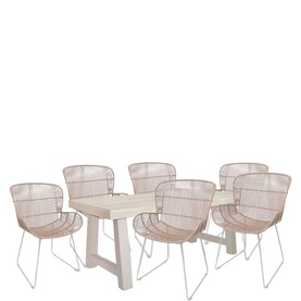 Kingsville Garden Dining Set Linen 195cm