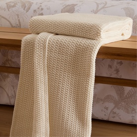 White Cotton Knitted Bed Blanket