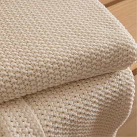 White Cotton Knitted Bed Blanket