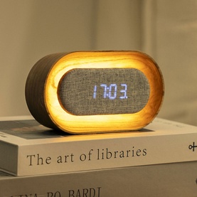 Lumos Oval White Ash Clock