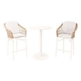 Lyon Garden Round Bar Table Set Coconut Urano Ivory
