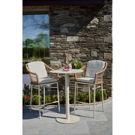 Lyon Garden Round Bar Table Set Coconut Urano Ivory