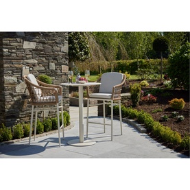 Lyon Garden Round Bar Table Set Coconut Urano Ivory