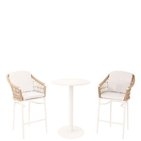 Lyon Garden Round Bar Table Set Coconut Urano Ivory