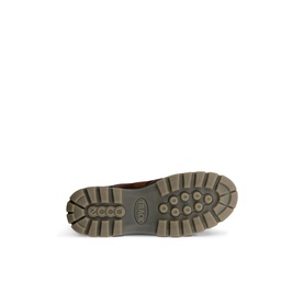 Ecco Track 25 Lace Up Moccasins brown outsole, showing chunky lugged rubber tread with ECCO branding in taupe/olive tone