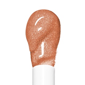 YSL Loveshine Plumping Lip Oil Gloss in 1 Thunder Stealer, warm copper-bronze gloss swatch shown on applicator wand