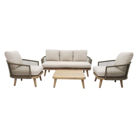 Maui 4-Piece Garden Lounge Set Stone Sand Olive Green