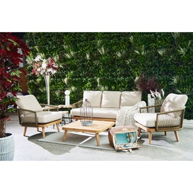 Maui 4-Piece Garden Lounge Set Stone Sand Olive Green