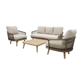 Maui 4-Piece Garden Lounge Set Stone Sand Olive Green