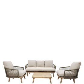 Maui 4-Piece Garden Lounge Set Stone Sand Olive Green