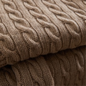 Cable Knit Beige Merino Bed Blanket