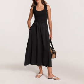 Scallop Detail Woven Dress