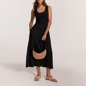 Scallop Detail Woven Dress