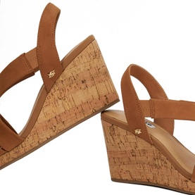 Kamies Wide-Fit Cork Heeled Wedges