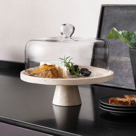 Manufacture Travertine Footed Serving Platter 28cm