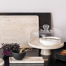 Manufacture Travertine Footed Serving Platter 28cm