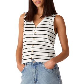 Striped Button Front Tank Top