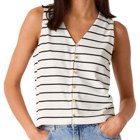 Striped Button Front Tank Top