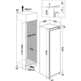 Built In 55cm Tall Integrated Fridge with Ice Box 30/262L