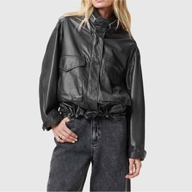 Clay Cropped Leather Jacket