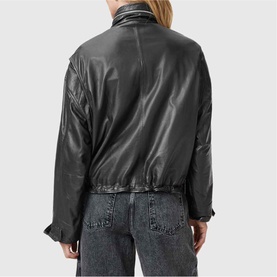Clay Cropped Leather Jacket