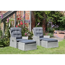 Cruz Deluxe Garden Dual Recliner Set & Cover Urban Black