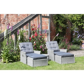 Cruz Deluxe Garden Dual Recliner Set & Cover Urban Black