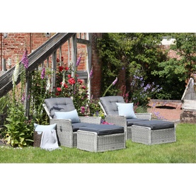 Cruz Deluxe Garden Dual Recliner Set & Cover Urban Black