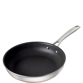 Kuhn Allround Coated Frying Pan 32cm in stainless steel with dark non-stick interior and long steel handle