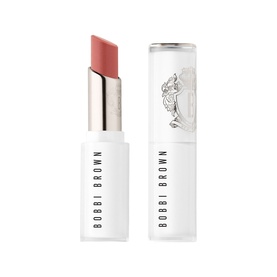 Bobbi Brown Extra Colour Shine Lip Balm in Nude Sugar, nude-pink bullet with white and silver branded casing