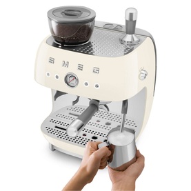 Espresso Coffee Machine with Grinder Cream