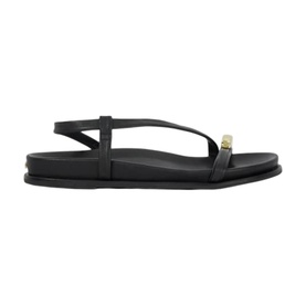 Lyn Leather Gold Toe Trim Sandals